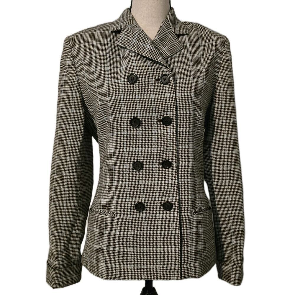 Roberto Vianni for Neiman Marcus Houndstooth Blazer Double Breasted Wool USA 8
